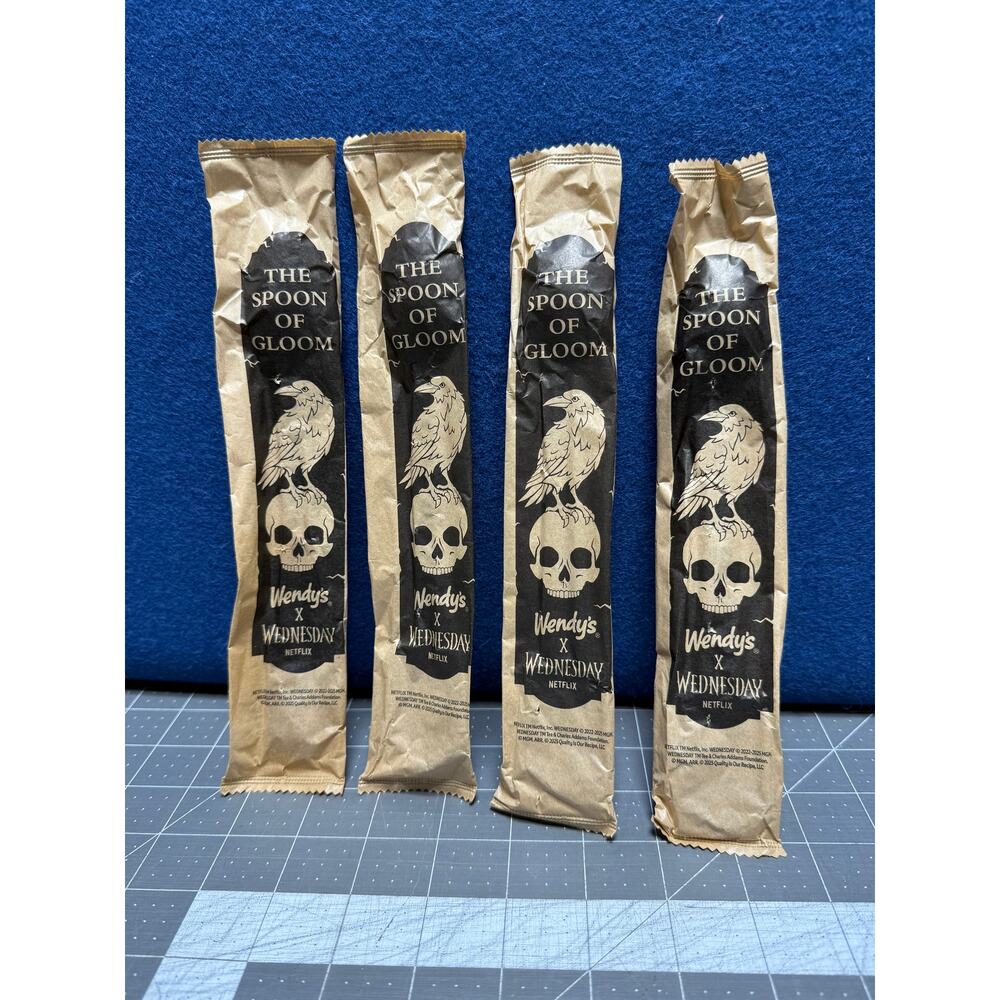 4 Wendy's‎ Spoon Of Gloom-Wednesday Addams Netflix Meal Of Misfortune SEALED
